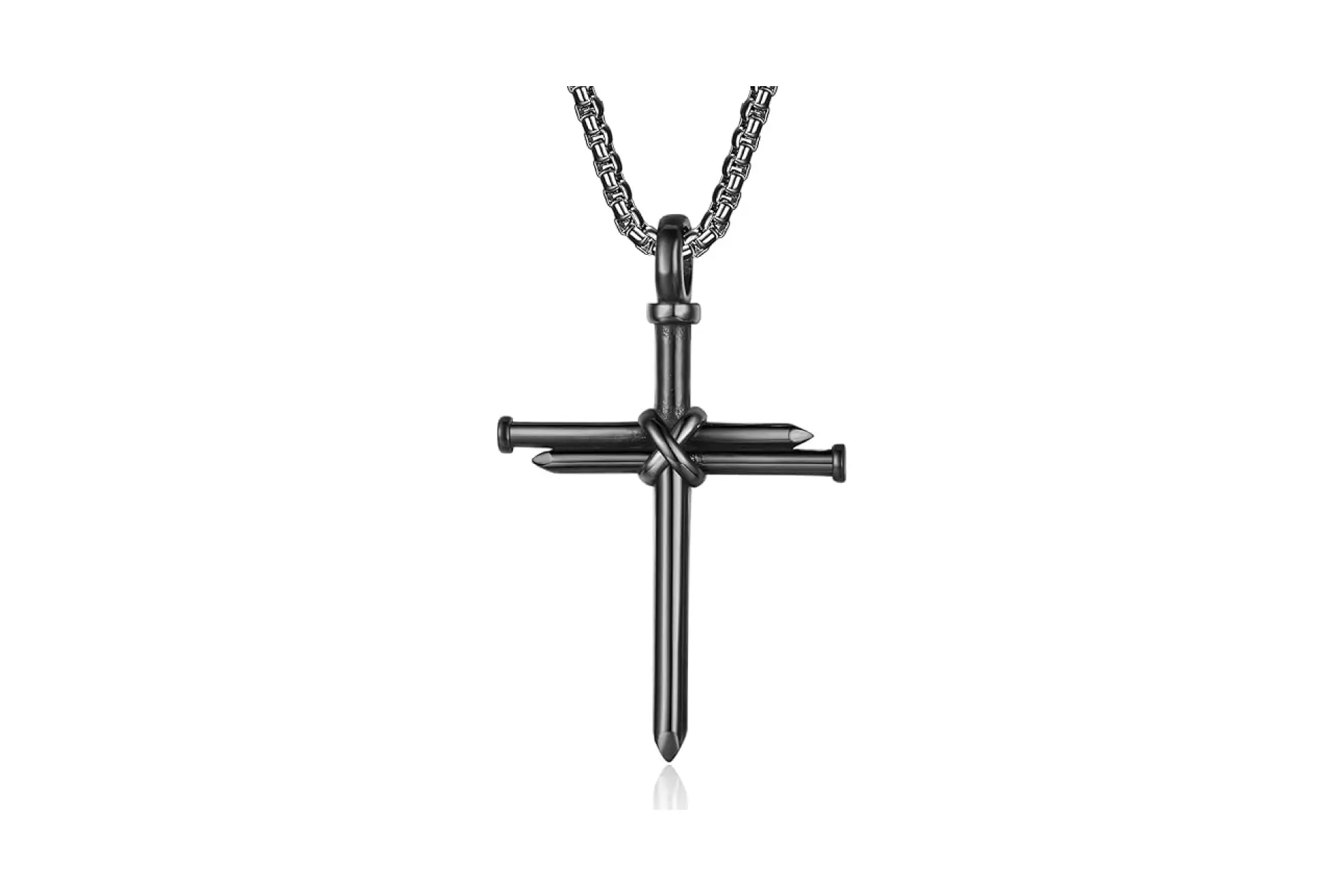 Nail Cross Necklace for Men Stainless Steel Chain